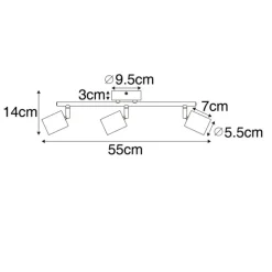 Industrie-Spot schwarz mit Holz schwenkbar 3-flammig - Jeana