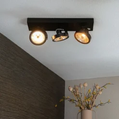 Industrie-Spot schwarz verstellbar 3-flammig - Go