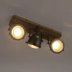 Industriespot Stahl mit Holz kippbar 3-Licht - Emado
