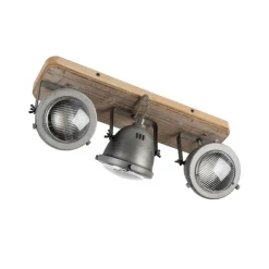 Industriespot Stahl mit Holz kippbar 3-Licht - Emado
