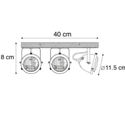 Industriespot Stahl mit Holz kippbar 3-Licht - Emado