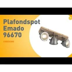 Industriespot Stahl mit Holz kippbar 3-Licht - Emado