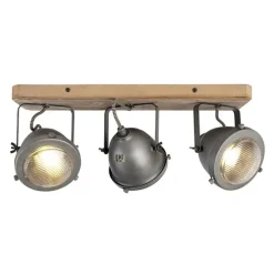 Industriespot Stahl mit Holz kippbar 3-Licht - Emado