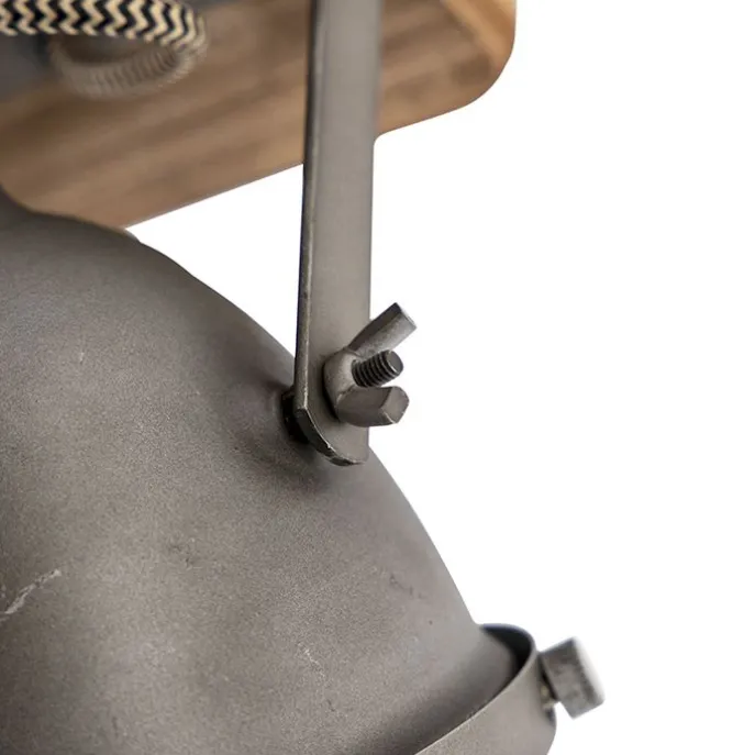 Industriespot Stahl mit Holz kippbar 2-Licht - Emado