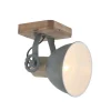 Industriële plafondspot hout met grijs draai- en kantelbaar - Gearwood