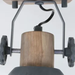 Industriële plafondspot hout met grijs draai- en kantelbaar - Gearwood