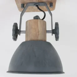Industriële plafondspot hout met grijs draai- en kantelbaar - Gearwood