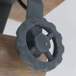 Industriële plafondspot hout met grijs draai- en kantelbaar - Gearwood