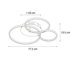 Intelligente Deckenleuchte schwarz 3-flammig mit Fernbedienung - Rondas