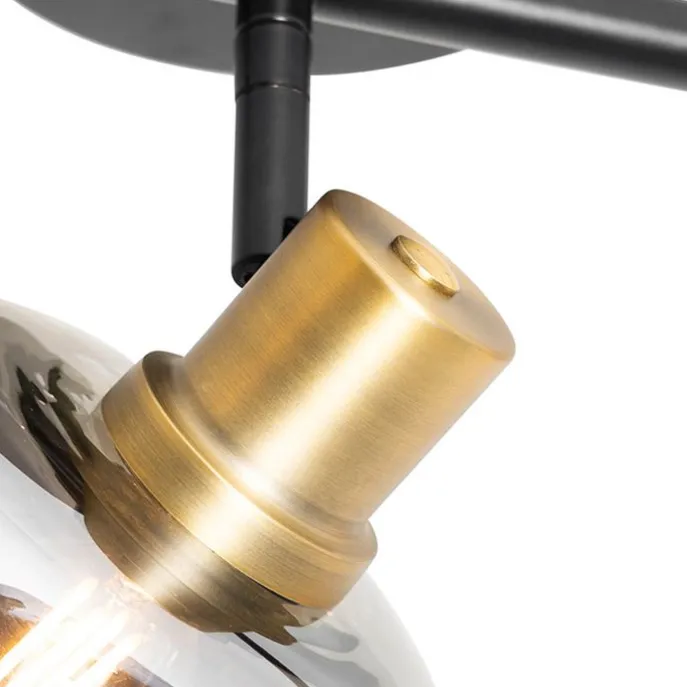 Intelligenter Deckenstrahler schwarz mit Rauchglas länglich inkl. 3 Wifi P45 - Zuzanna