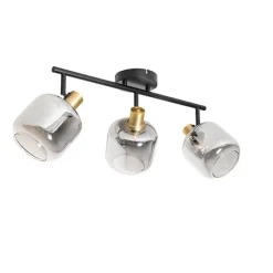 Intelligenter Deckenstrahler schwarz mit Rauchglas länglich inkl. 3 Wifi P45 - Zuzanna