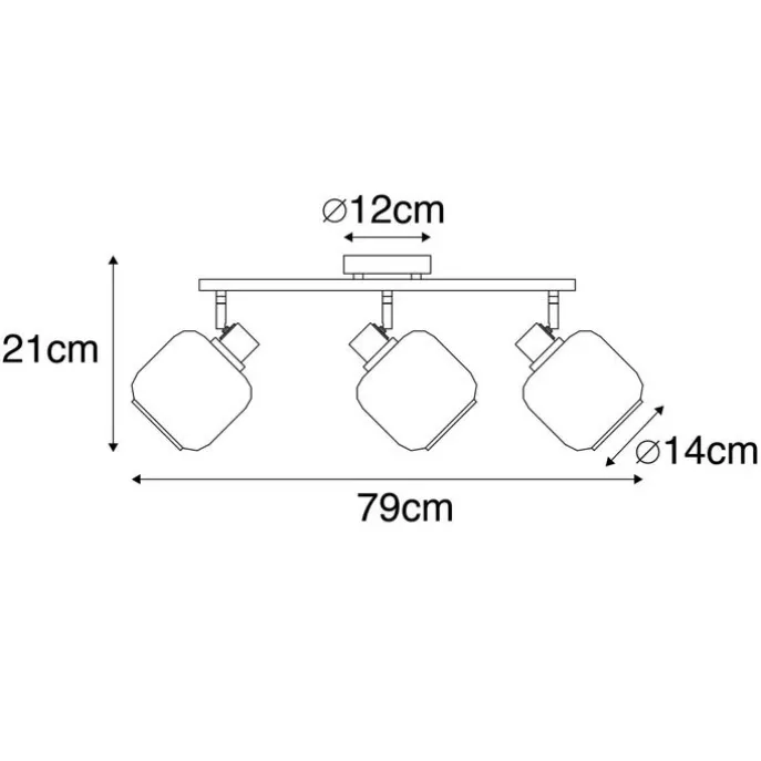 Intelligenter Deckenstrahler schwarz mit Rauchglas länglich inkl. 3 Wifi P45 - Zuzanna