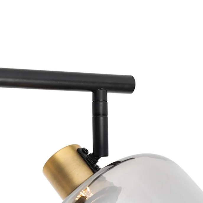 Intelligenter Deckenstrahler schwarz mit Rauchglas länglich inkl. 3 Wifi P45 - Zuzanna