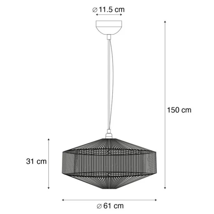Japandi Hängelampe braunes Seil 61cm - Svea