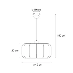 Japandi Hängelampe Schwarz mit Weiß 40cm - Madleine