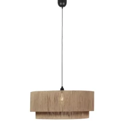 Japandi Hängelampe schwarz mit braunem Seil 60cm - Smilla