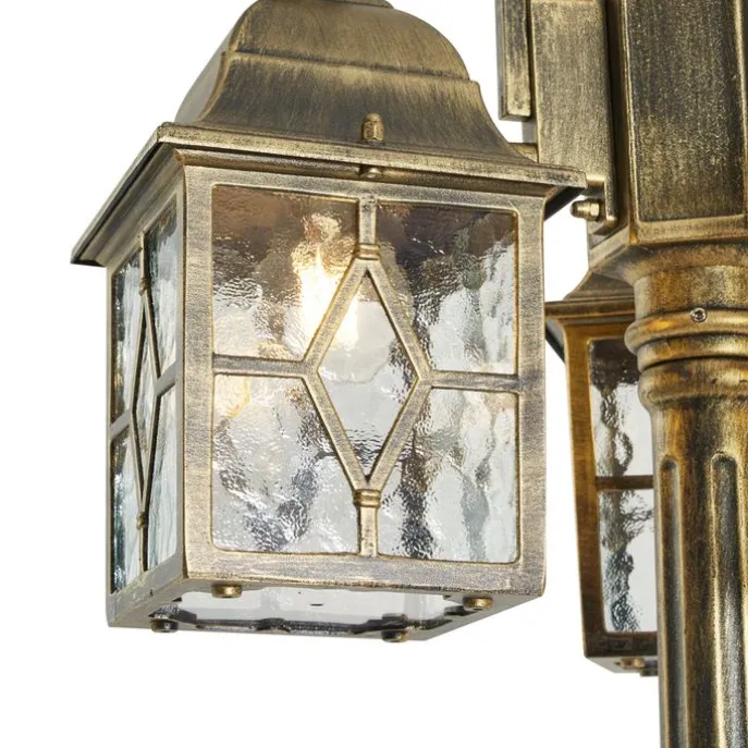 Klassische Außenlaterne Antikgold mit klarem Glas 198cm IP44 - London