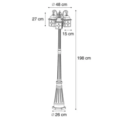 Klassische Außenlaterne Antikgold mit klarem Glas 198cm IP44 - London