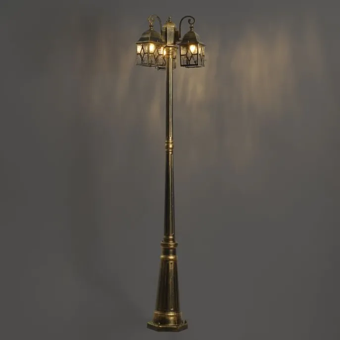 Klassische Außenlaterne Antikgold mit klarem Glas 198cm IP44 - London