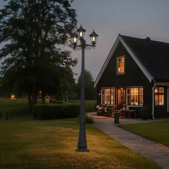 Klassische Außenleuchte schwarz 217 cm IP44 - New Haven Gehämmert