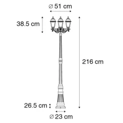 Klassische Laterne Antikgold 3-Licht IP44 - Hauptstadt
