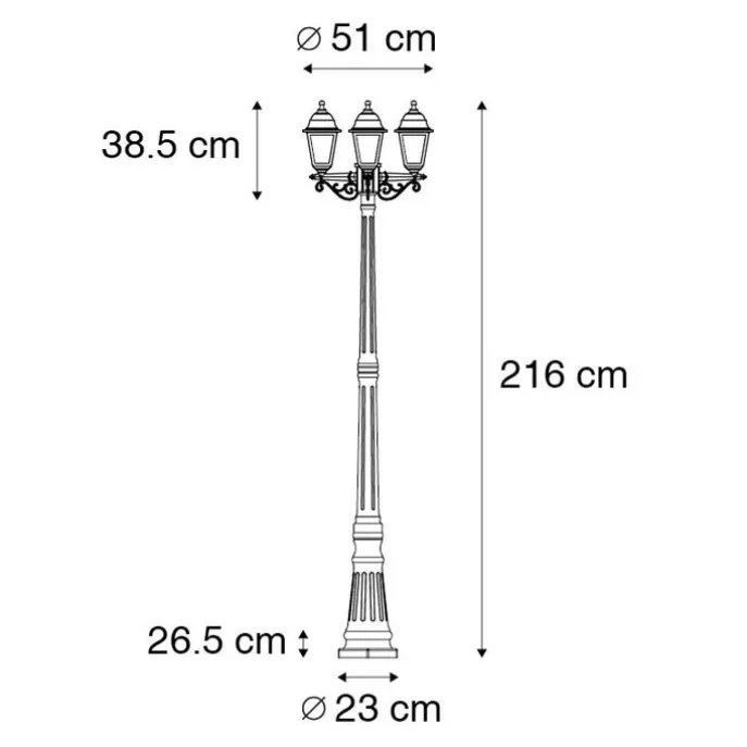 Klassische Laterne Antikgold 3-Licht IP44 - Hauptstadt