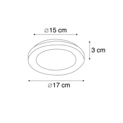 LED-Panel rund schwarz 17 cm inkl. LED 3-stufig dimmbar - Lope