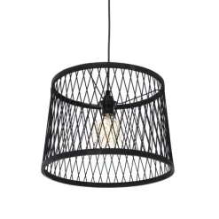 Ländliche Außenhängelampe aus schwarzem Rattan, 3-flammig – Calamus