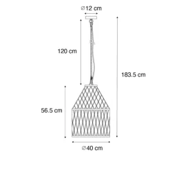 Ländliche Hängelampe für den Außenbereich, Rattan, 40 x 55 cm – Calamus
