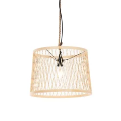 Ländliche Hängelampe für den Außenbereich, Rattan, 40 cm – Calamus