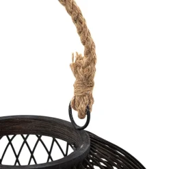 Ländliche Tischlampe für den Außenbereich aus schwarzem Rattan – Calamus