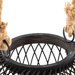 Ländliche Tischlampe für den Außenbereich aus schwarzem Rattan – Calamus