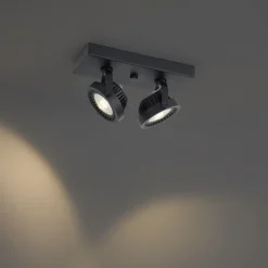 Moderne Aufbauleuchte schwarz inkl. dimmbarer LED 2-Licht - Apollo