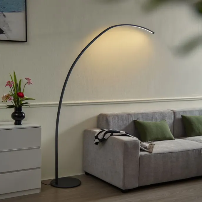 Moderne Bogenlampe schwarz inkl. LED mit Touch-Dimmer - Arlow