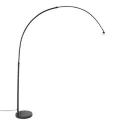 Moderne Bogenleuchte schwarz mit Marmorsockel - XXL