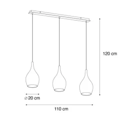 Moderne Chrom-Pendelleuchte mit Rauchglas 3-flammig - Pilua