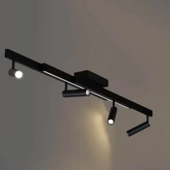 Moderne Deckenleuchte schwarz inkl. dimmbarer LED mit Fernbedienung - Zeno