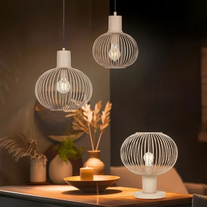 Moderne Draht-Tischleuchte Beige 33cm - Gila