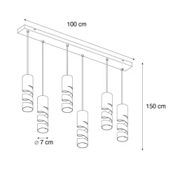 Moderne hanglamp zwart 6-lichts - Stream