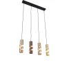 Moderne hanglamp zwart met taupe en beige 4-lichts - Stream