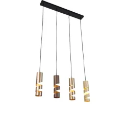 Moderne hanglamp zwart met taupe en beige 4-lichts - Stream