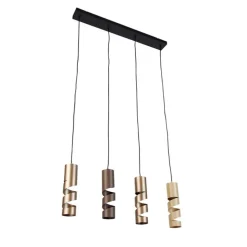 Moderne hanglamp zwart met taupe en beige 4-lichts - Stream