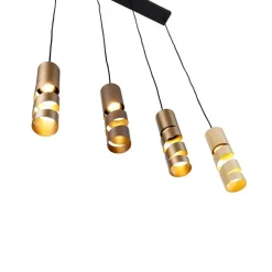 Moderne hanglamp zwart met taupe en beige 4-lichts - Stream