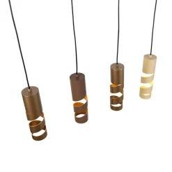 Moderne hanglamp zwart met taupe en beige 4-lichts - Stream