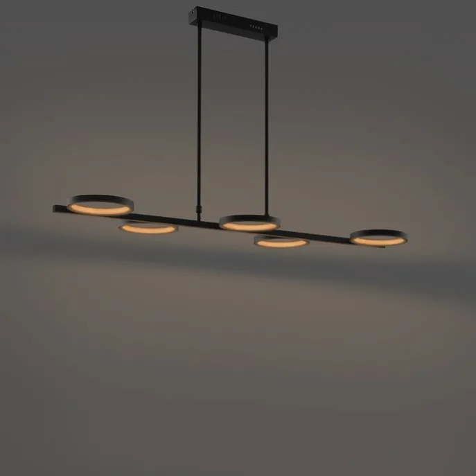 Moderne Hängelampe schwarz inkl. LED 3-stufig dimmbar 5-flammig - Vivé