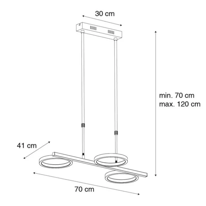 Moderne Hängelampe schwarz inkl. LED 3-stufig dimmbar 3-flammig - Vivé