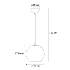 Moderne Hängelampe schwarz mit Rauchglas - Clayton
