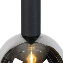 Moderne Hängelampe schwarz mit Rauchglas - Clayton