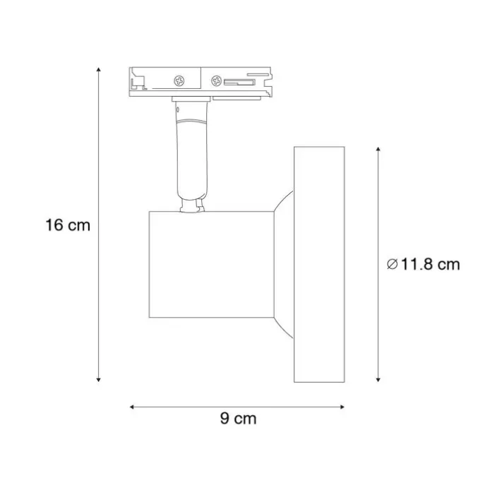 Moderne 1-phasige Schienenstrahler Schwarz GU10 111mm - Iconic Jeany