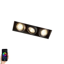 Moderne Smart Einbau Spot schwarz trimmlos inkl. 3 GU10 Wifi - Oneon 3